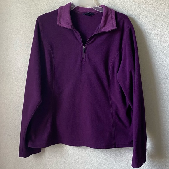 Lands End Purple Quarter Zip Fleece Pullover Thermacheck - Picture 2 of 11